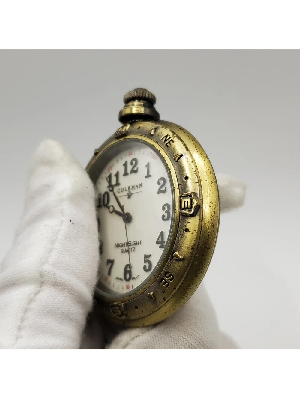 Colman Nightsight Compass Style Pocket Watch 47mm New Battery Please Read